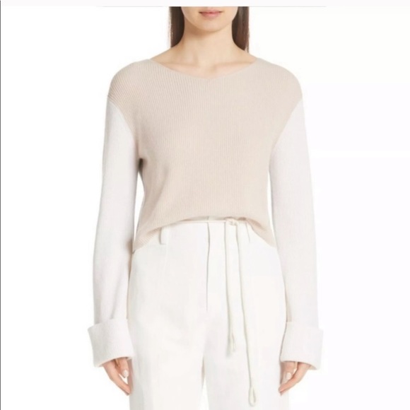Vince Sweaters - VINCE. Contrast Ribbed Cashmere Sweater.  NWOT!!
